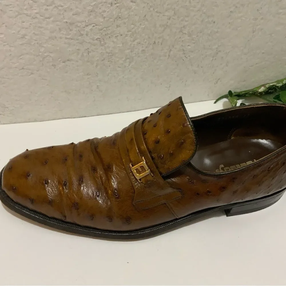 Footjoy Brown Ostrich Leather Loafers 73668 12C